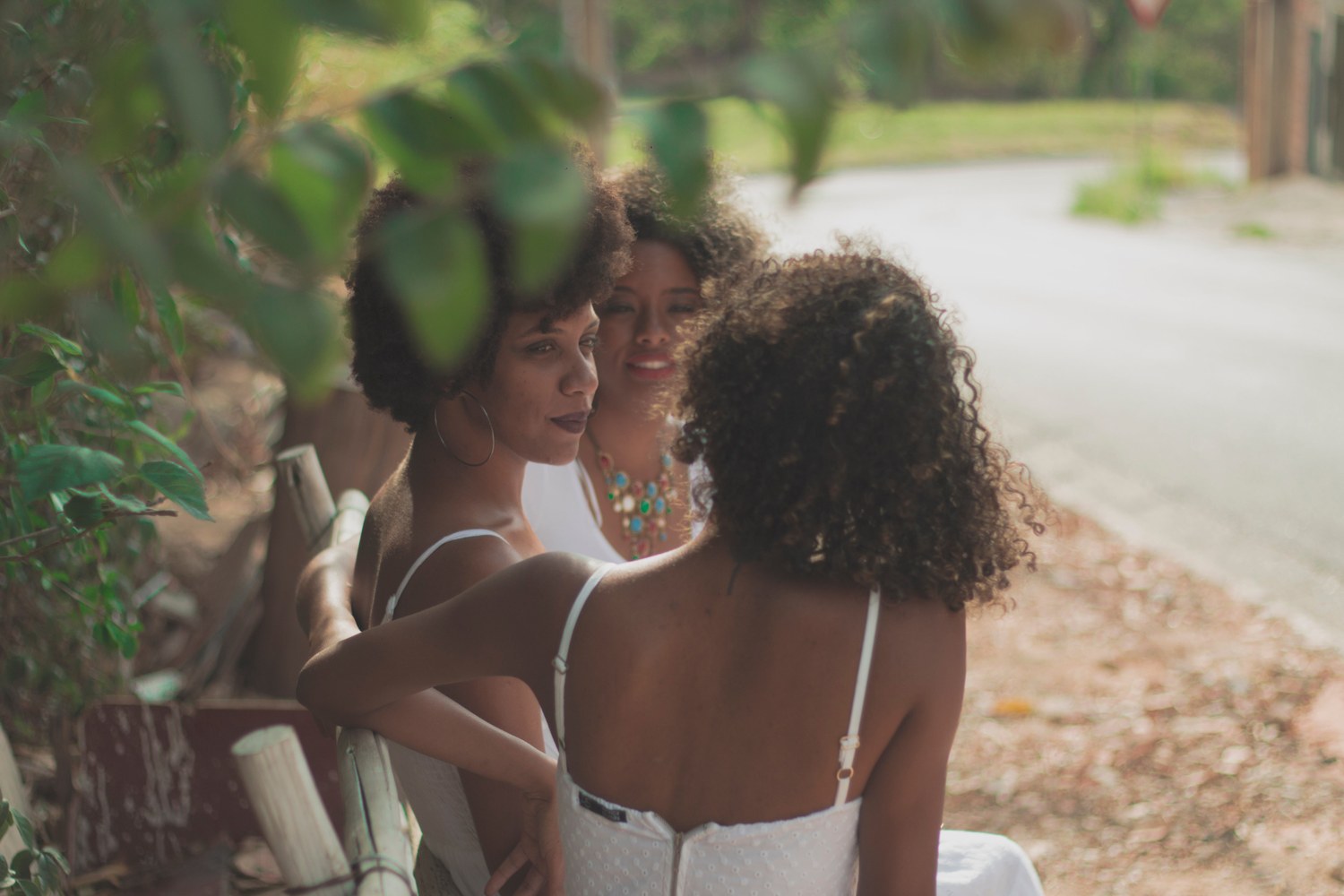 Women spending reflective time together outdoors